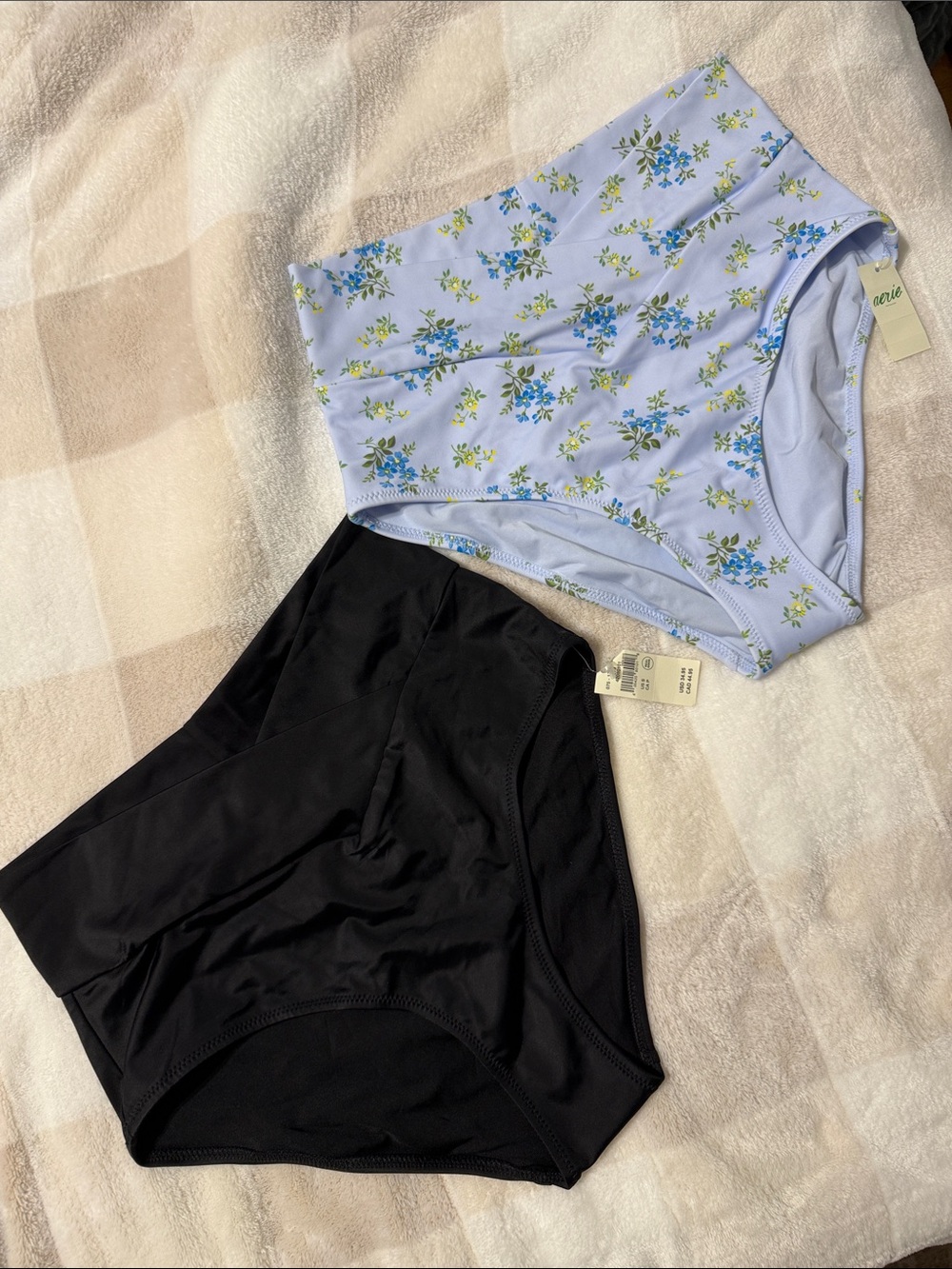 aerie Pastel Blue Floral AND Black Bikini Bottoms